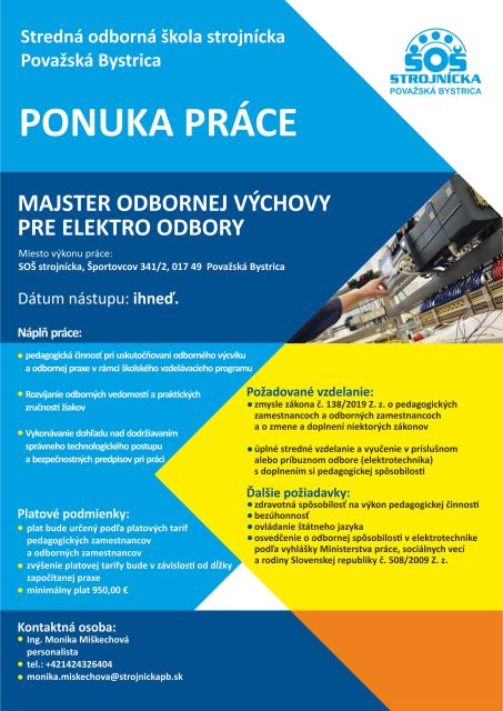 Pracovná ponuka MOV - elektro