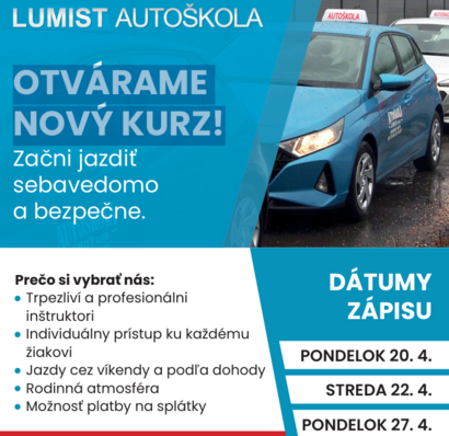 Lumist Autoškola - OTVÁRAME  NOVÝ KURZ!