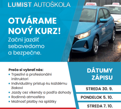 Lumist autoškola - otvárame nový kurz