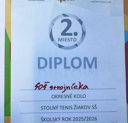 SOŠ strojnícka obsadila skvelé 2. miesto na stolnotenisovom turnaji
