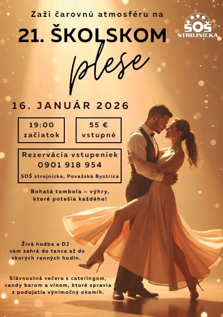 Pozvánka na 21. školský ples SOŠ strojníckej Považská Bystrica