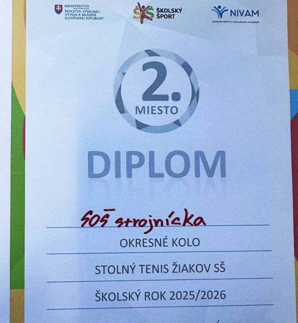 SOŠ strojnícka obsadila skvelé 2. miesto na stolnotenisovom turnaji